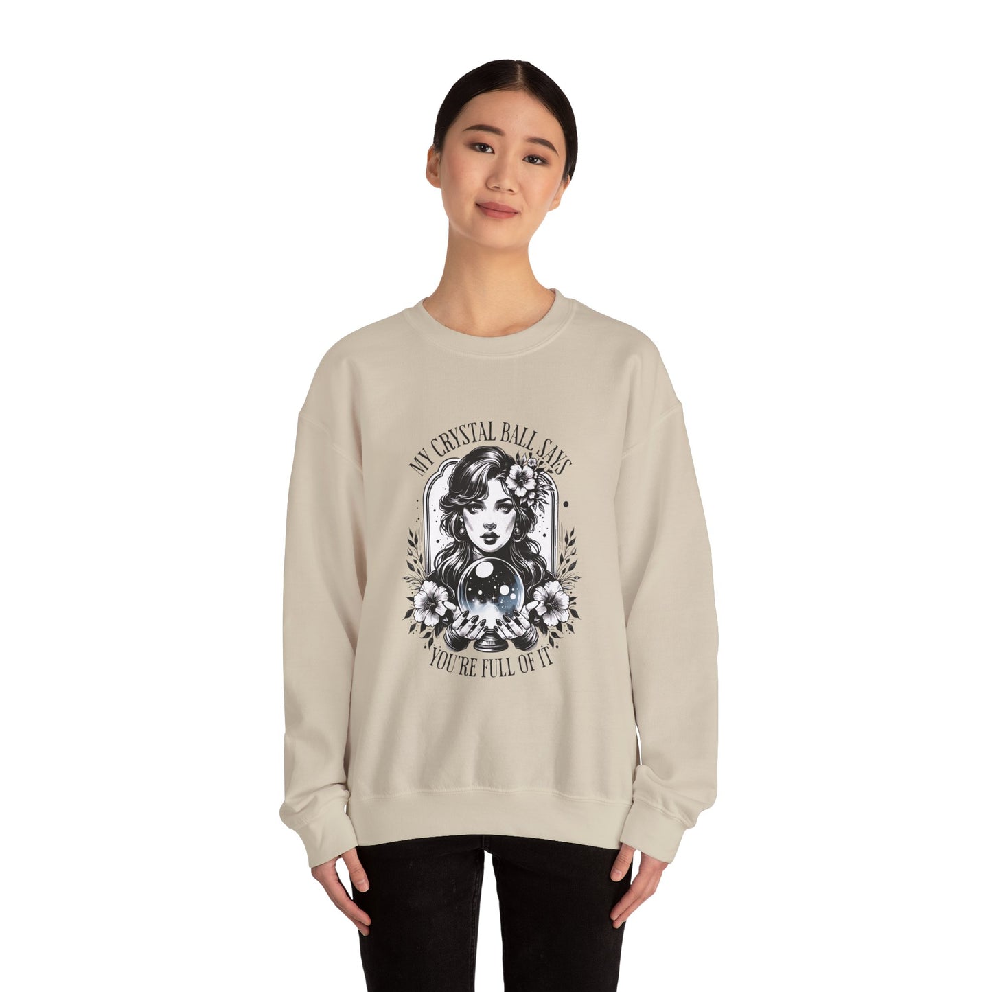 Mystical Crystal Ball Sweatshirt, Unisex Crewneck Pullover for Astrology Lovers, Boho Gift, Halloween Apparel, Daily Wear