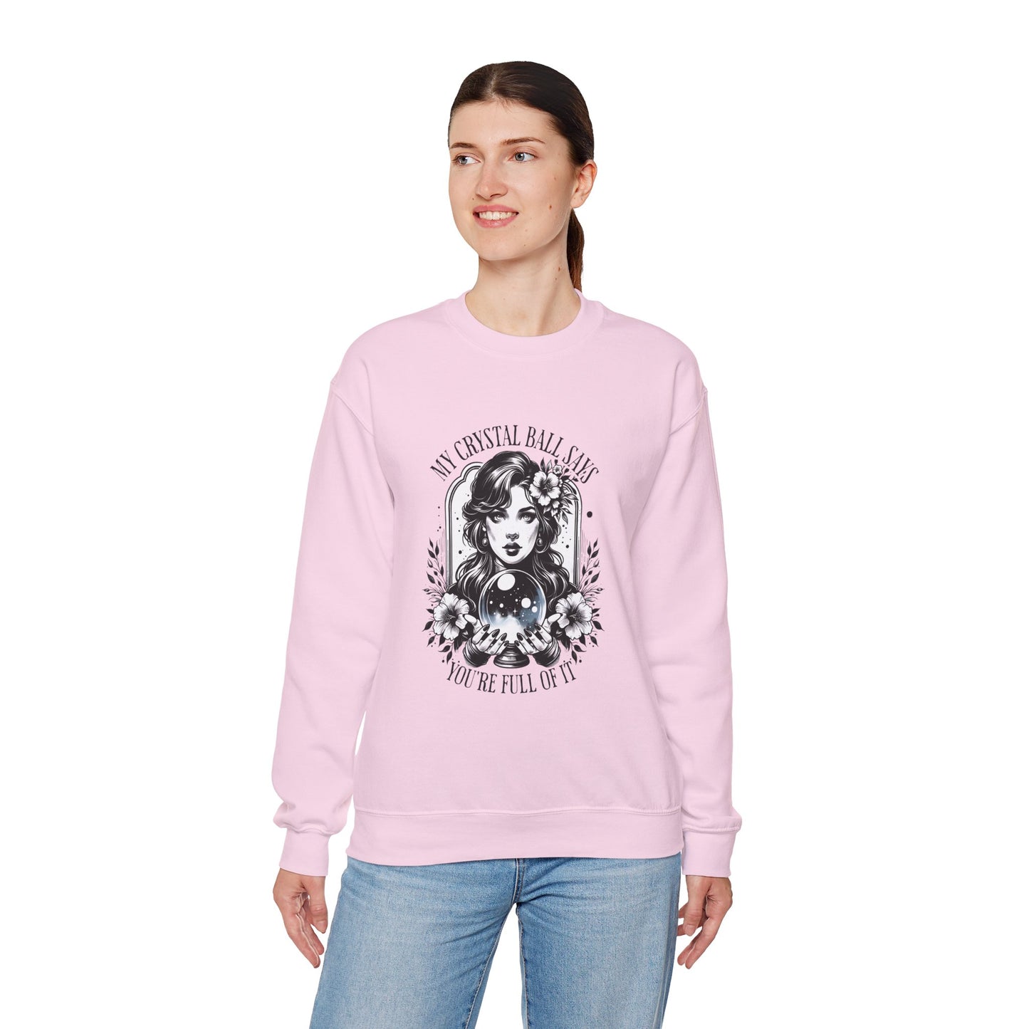 Mystical Crystal Ball Sweatshirt, Unisex Crewneck Pullover for Astrology Lovers, Boho Gift, Halloween Apparel, Daily Wear