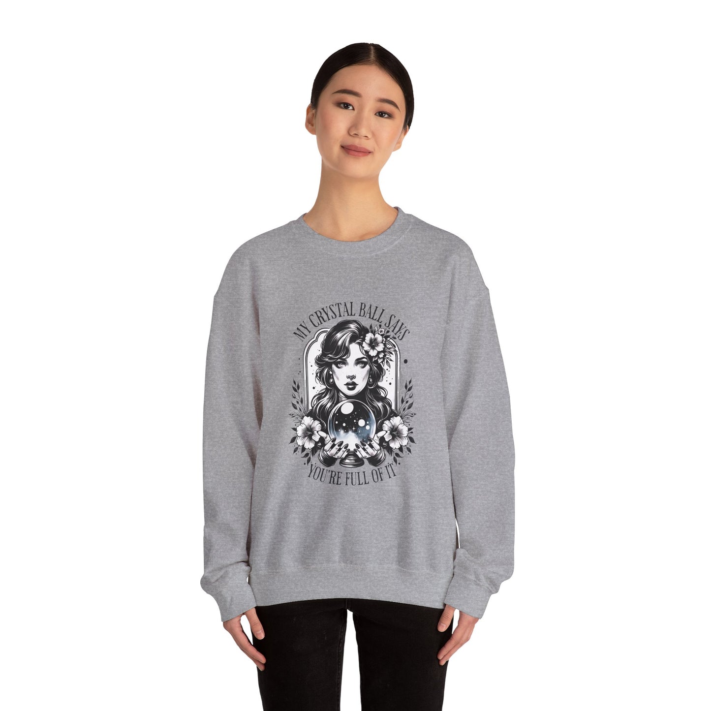 Mystical Crystal Ball Sweatshirt, Unisex Crewneck Pullover for Astrology Lovers, Boho Gift, Halloween Apparel, Daily Wear