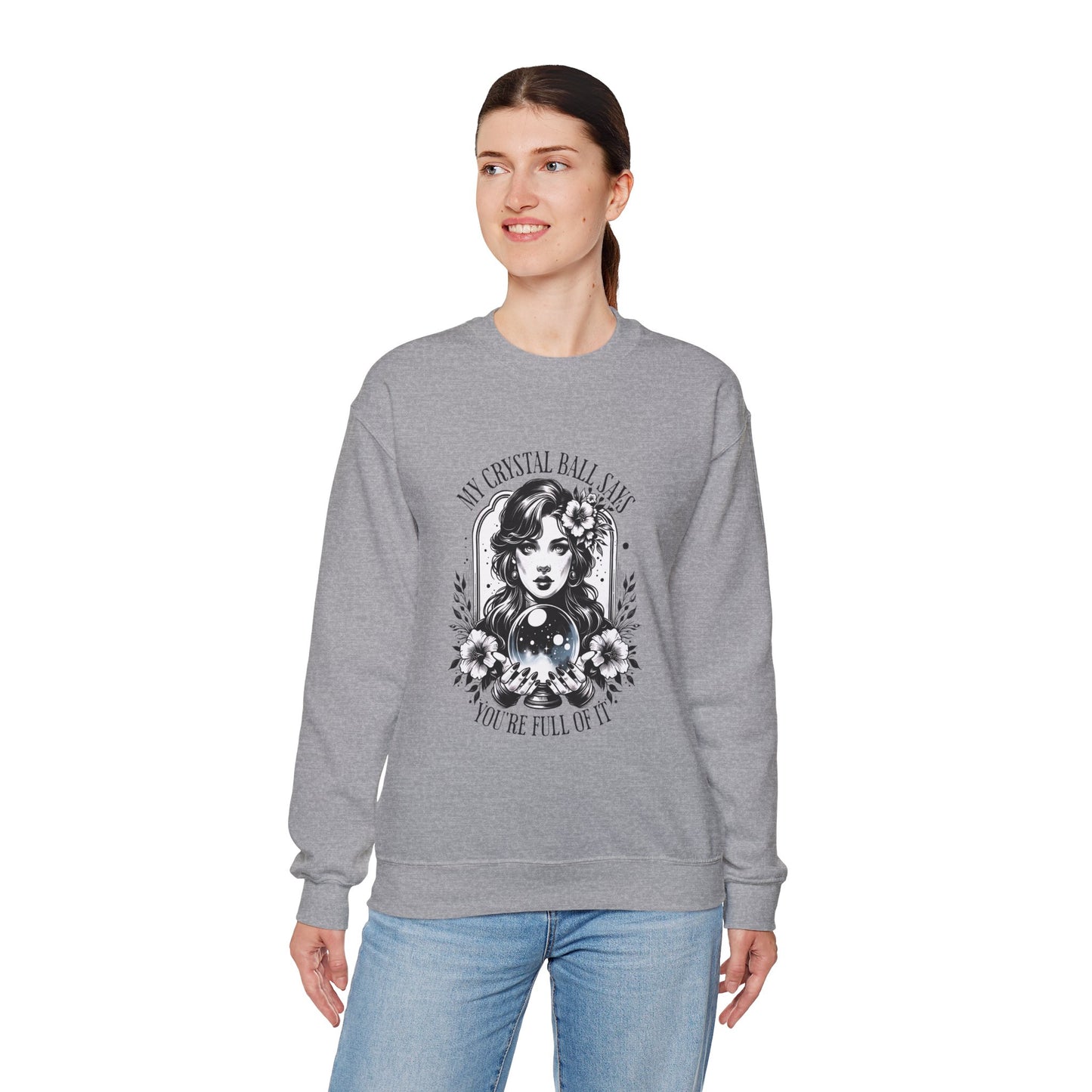Mystical Crystal Ball Sweatshirt, Unisex Crewneck Pullover for Astrology Lovers, Boho Gift, Halloween Apparel, Daily Wear