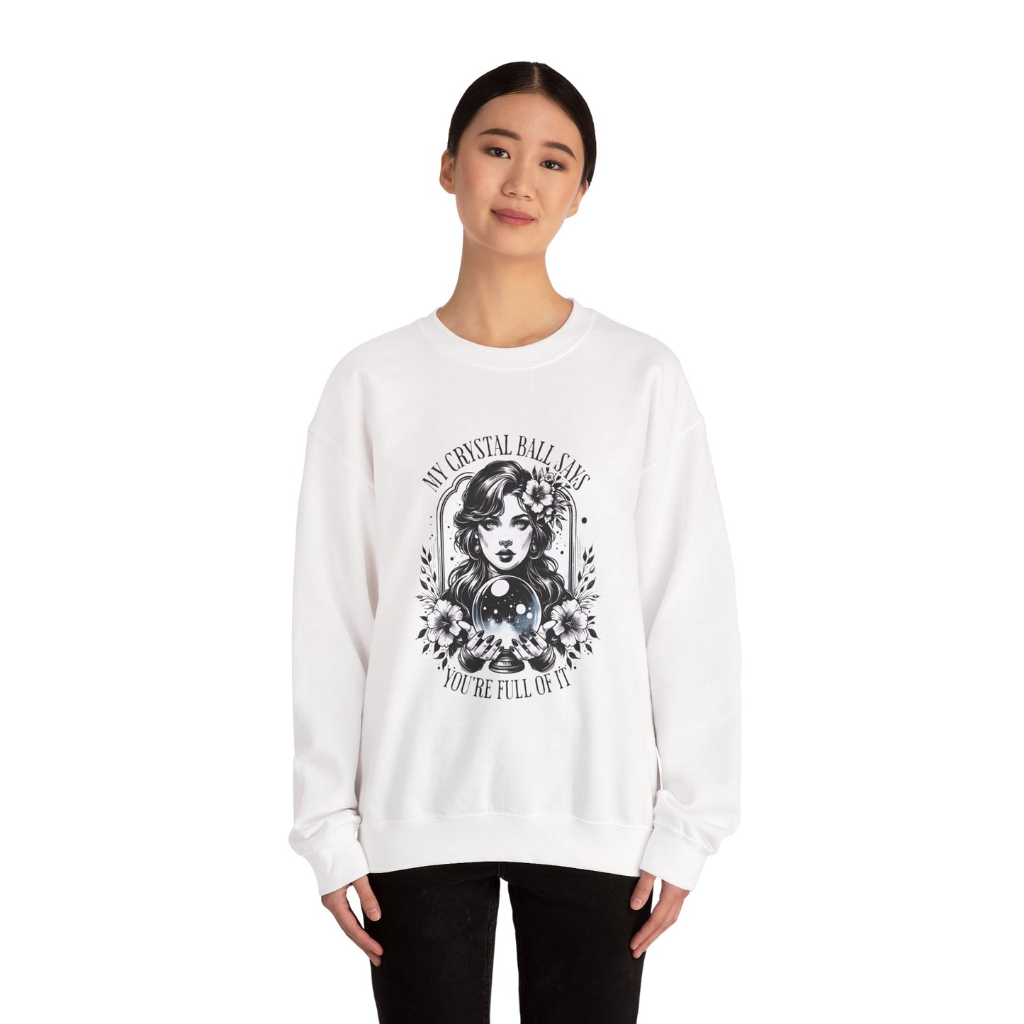 Mystical Crystal Ball Sweatshirt, Unisex Crewneck Pullover for Astrology Lovers, Boho Gift, Halloween Apparel, Daily Wear