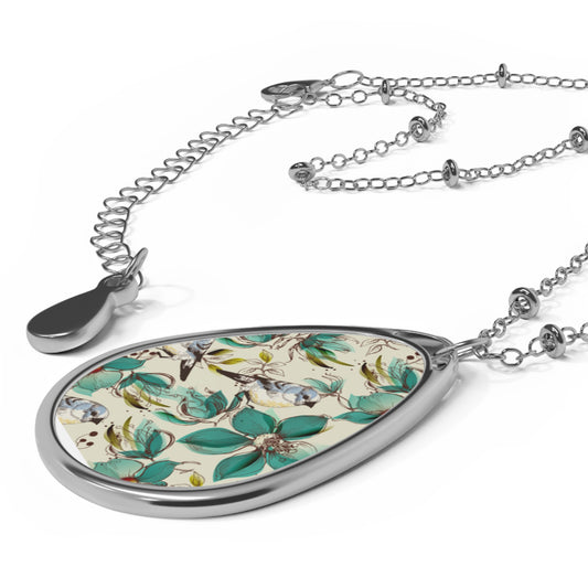 Floral Oval Necklace: A Charming Gift for Nature Lovers, Elegant Jewelry for Birthdays, Anniversaries, Weddings, Everyday Wear