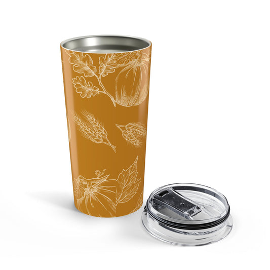 Autumnal Tumbler 20oz, Fall Travel Mug, Pumpkin Decor Cup, Thanksgiving Gift, Rustic Coffee Tumbler, Seasonal Drinkware